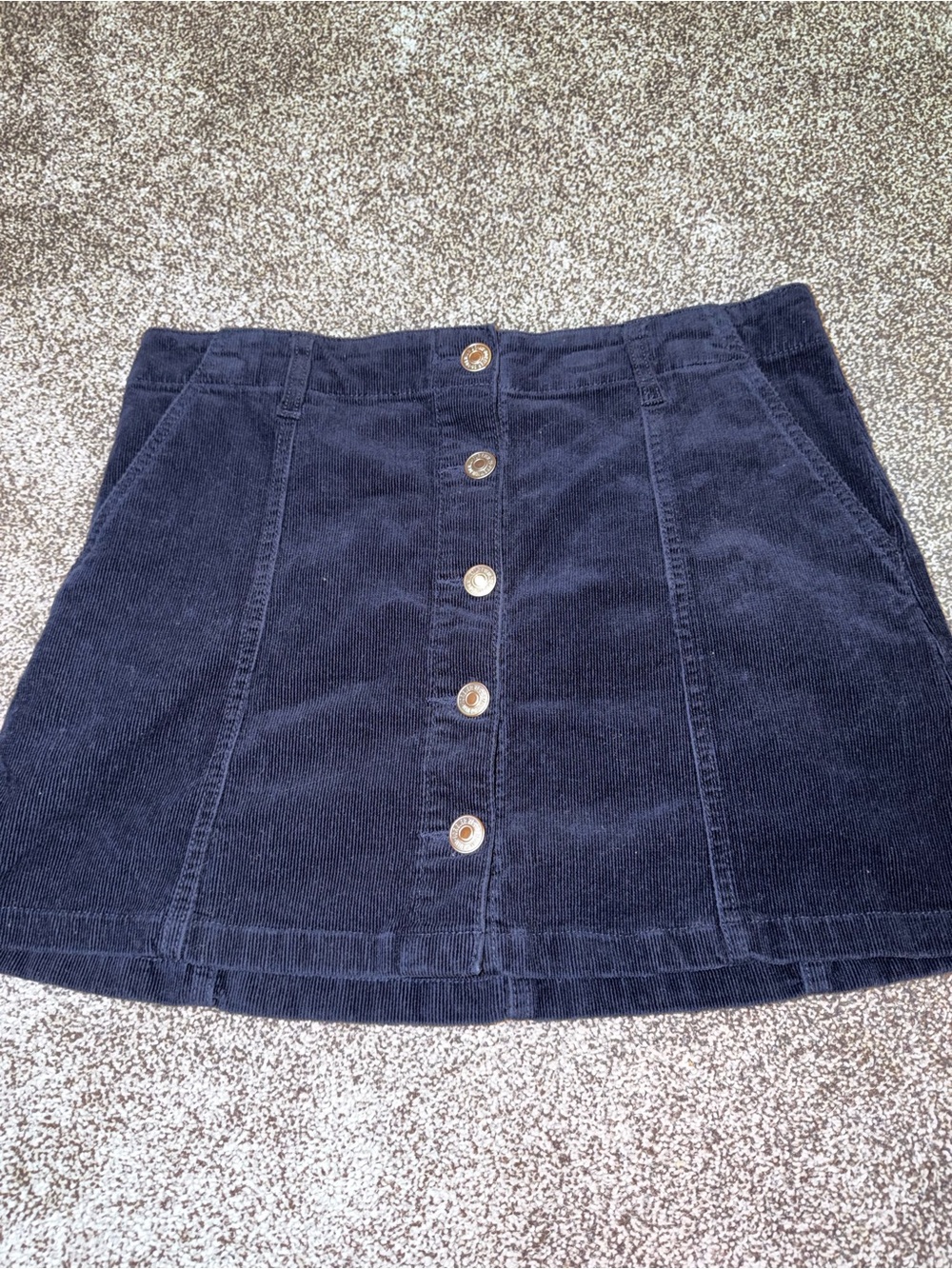 Forever 21 Navy Corduroy Button-Front Mini Skirt
